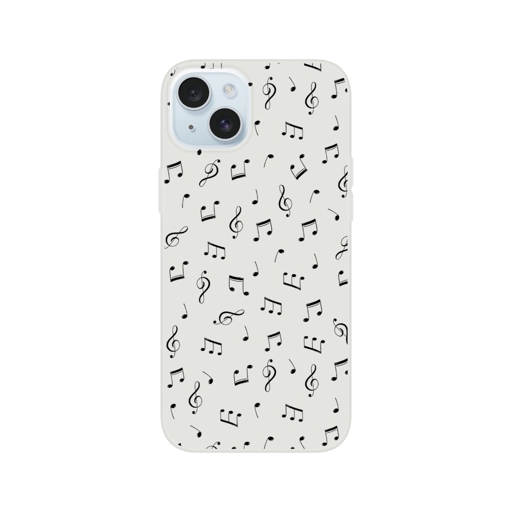 Musical Notes Pattern Flexi Phone Case - Clear, Protective, Wireless Charging Compatible